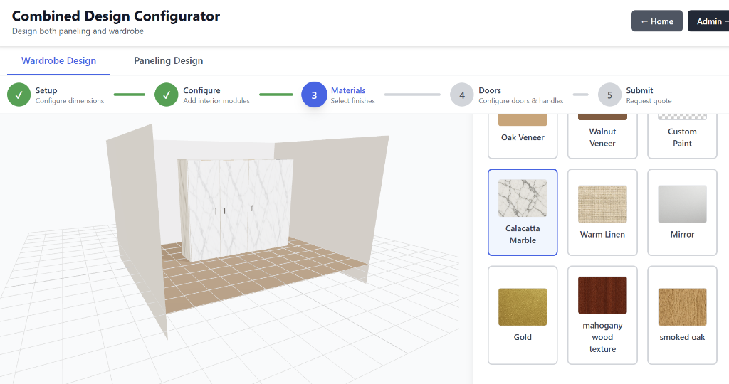 Bespoke Space: Transforming Interior Consultations into 3D Experiences Interface