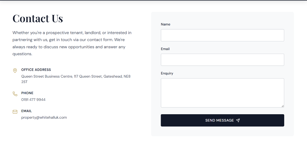 Whitehall UK: Commercial Property & Tenant Management Platform Interface